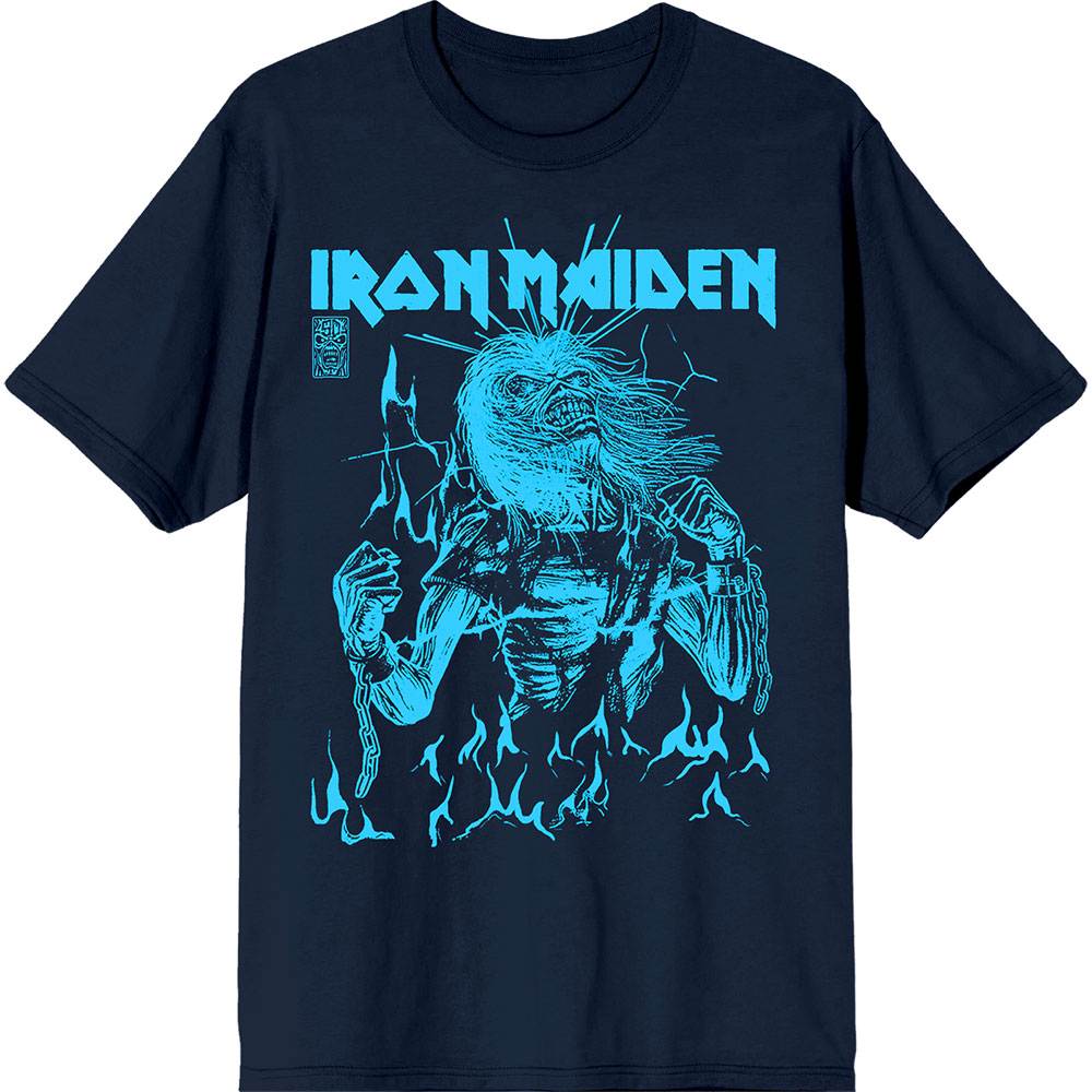 Iron Maiden - 50 Life After Death Flames Heren T-shirt - Donkerblauw